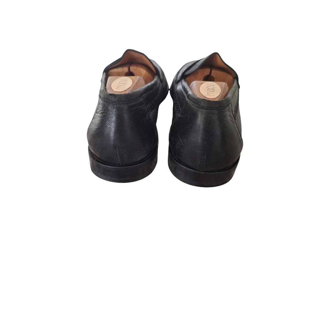 Salvatore Ferragamo Mens Black Leather Whipstitch Penny Loafers 9.5 D Italy